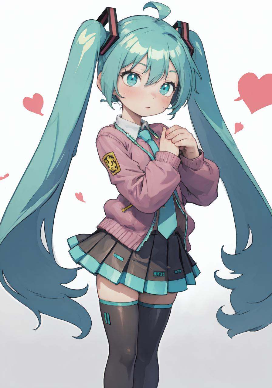 Hatsune miku,  school uniform,  thighhighs on Tensor.Art
