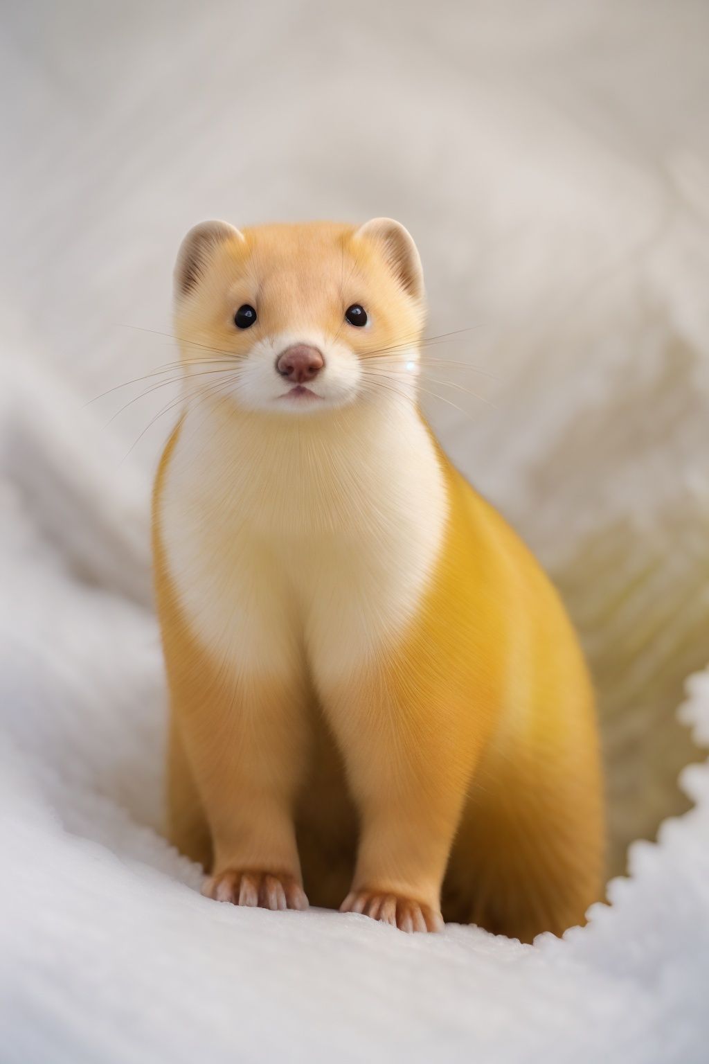 a weasel with yellow and white fur,<lora:weasel_v1_512:0.6>,