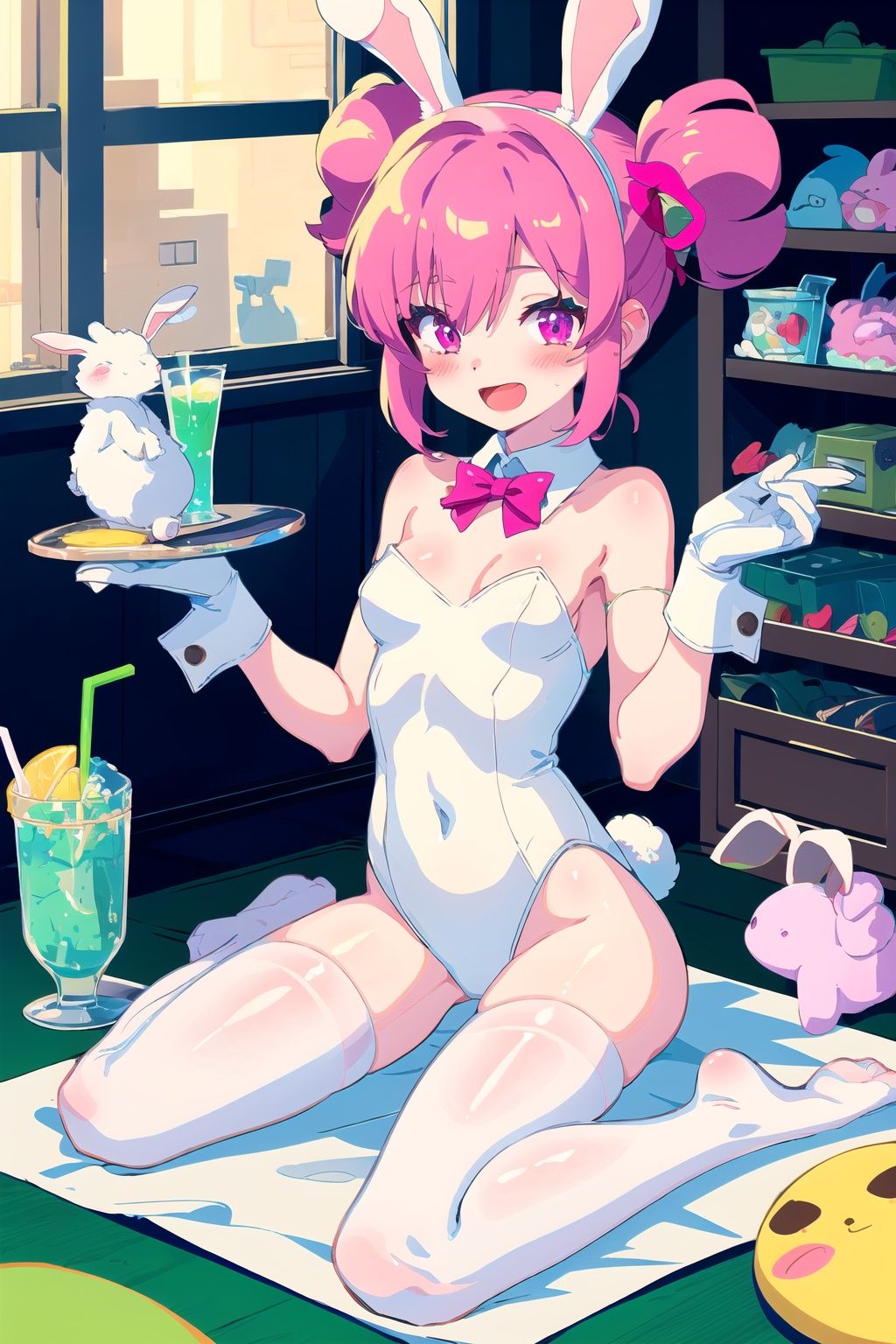 1girl,  animal ears,  pink hair on Tensor.Art