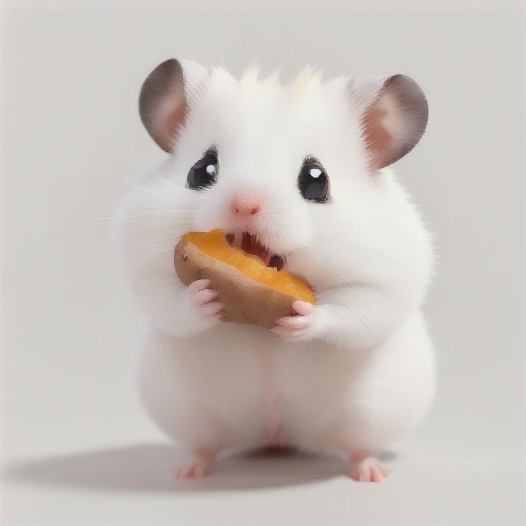 White Hamster,surprised,cutie,Detail,idle animation,eating,white wings,white background,angry,sweet potato <lora:shushu:1>