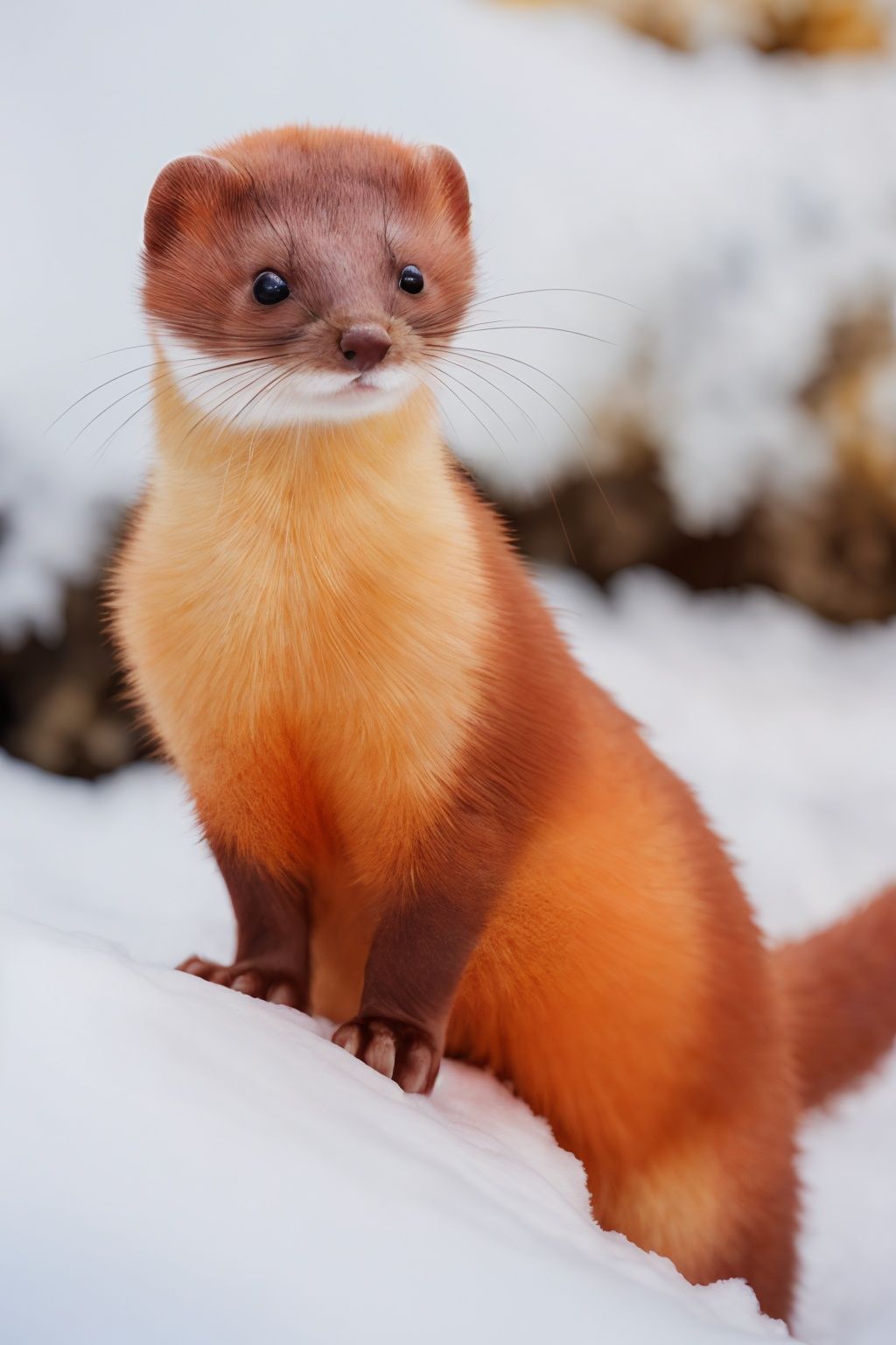 a weasel with orange fur,<lora:weasel_v2_128:0.4>,