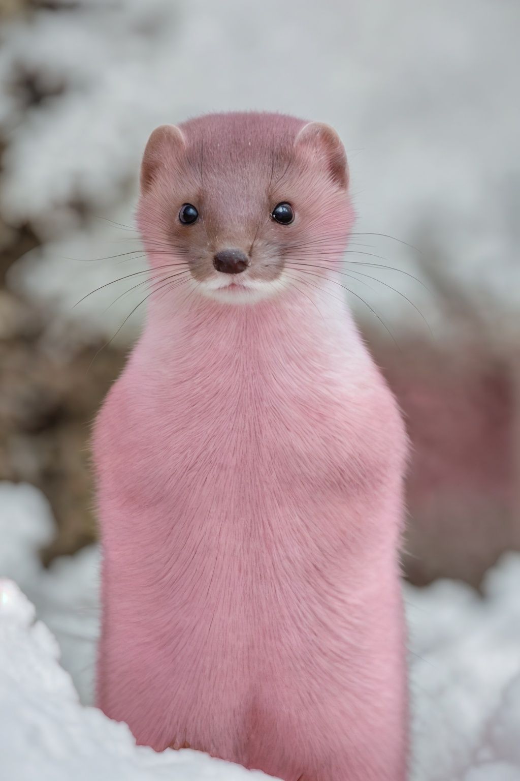 a weasel with pink fur,<lora:weasel_v2_128:0.6>,