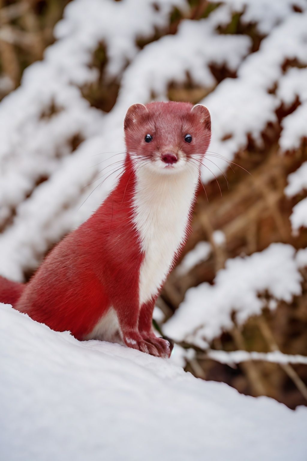 a weasel with red fur,<lora:weasel_v2_128:0.6>,