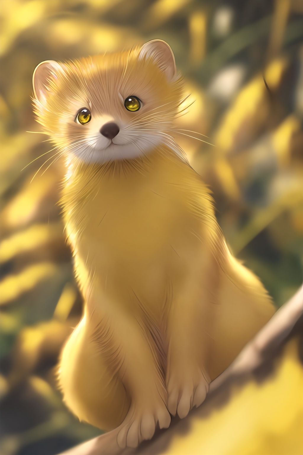 a weasel with yellow fur,<lora:weasel_v2_128:0.4>,