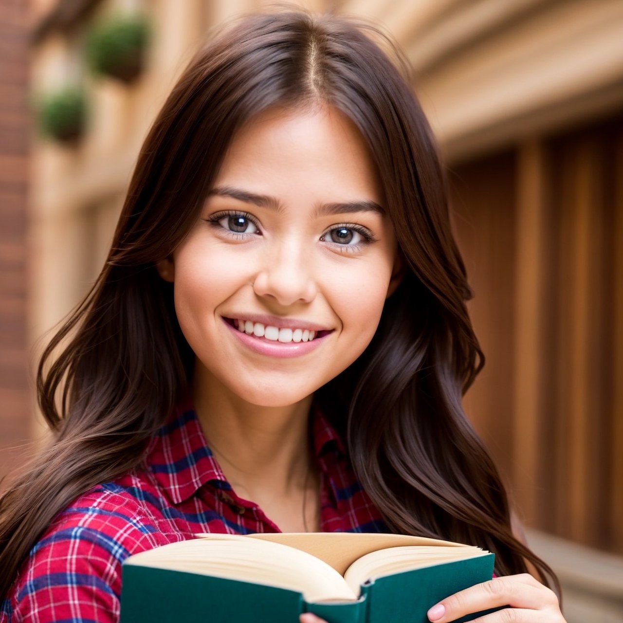 Cute puppy. Beautiful puppy. Adorable puppy. Portrait of a woman in a white dress,  holding a book with delicate hands,  e...
