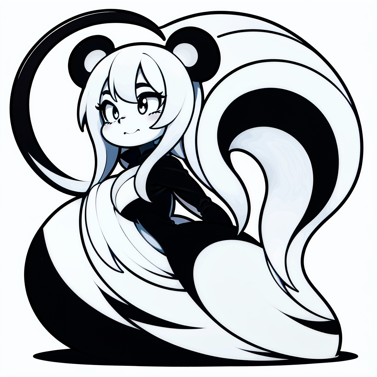 ((B&W lineart)),  ((2D)),  cute mouse on Tensor.Art