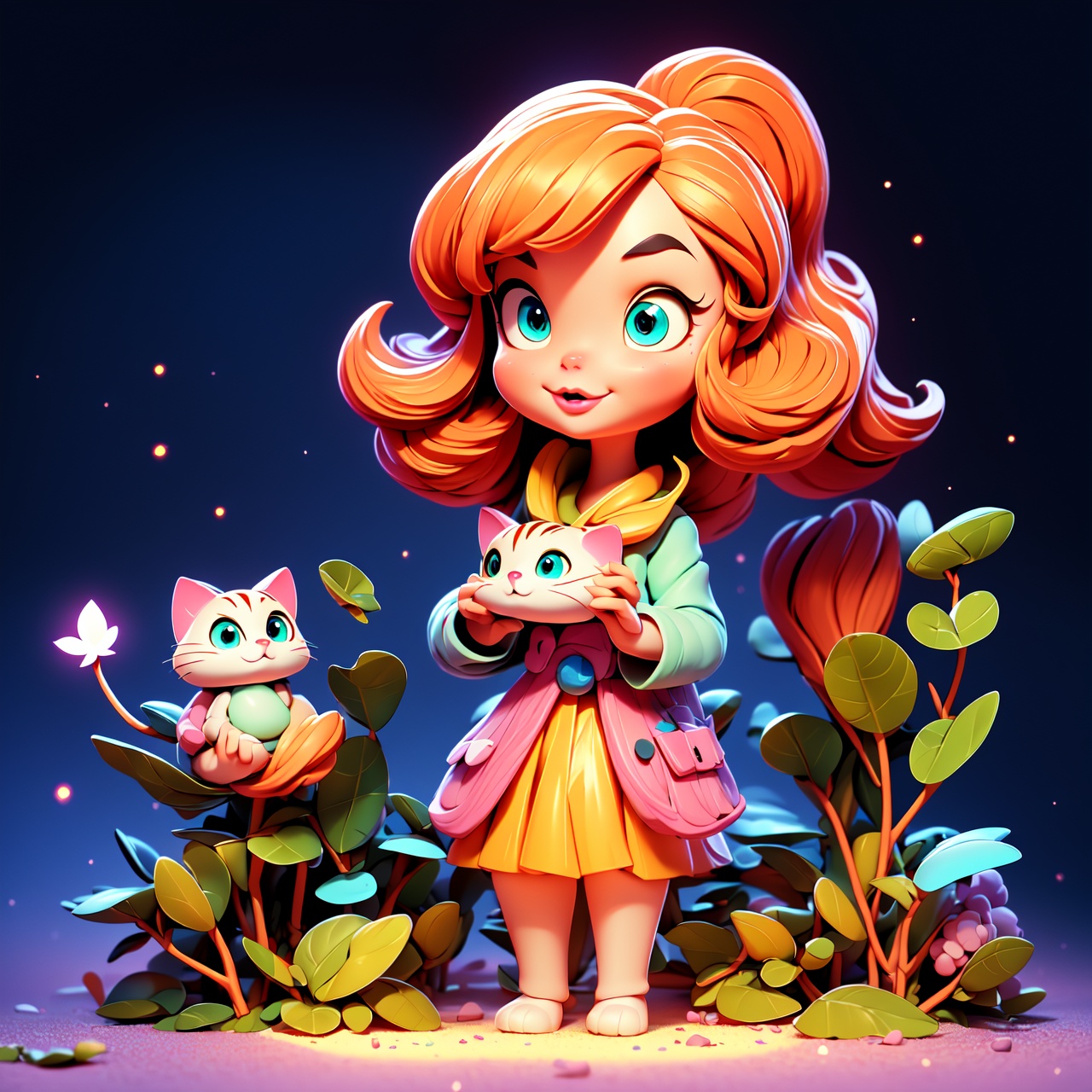 ultra-detailed,  1girl cat,  bioluminescent organisms on Tensor.Art