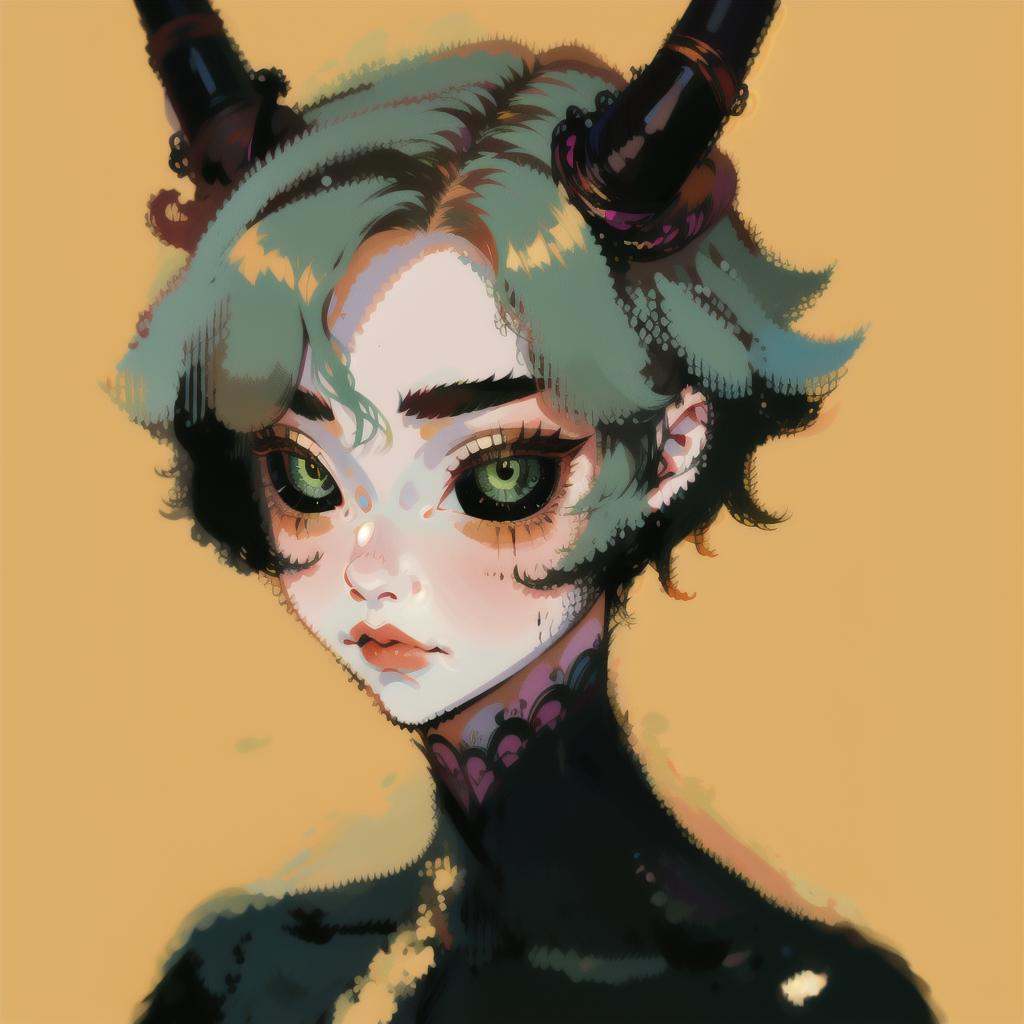 1girl,  horns,  simple background on Tensor.Art