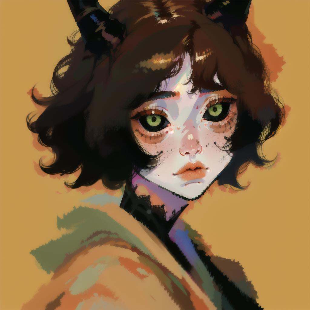 1girl,  horns,  simple background on Tensor.Art