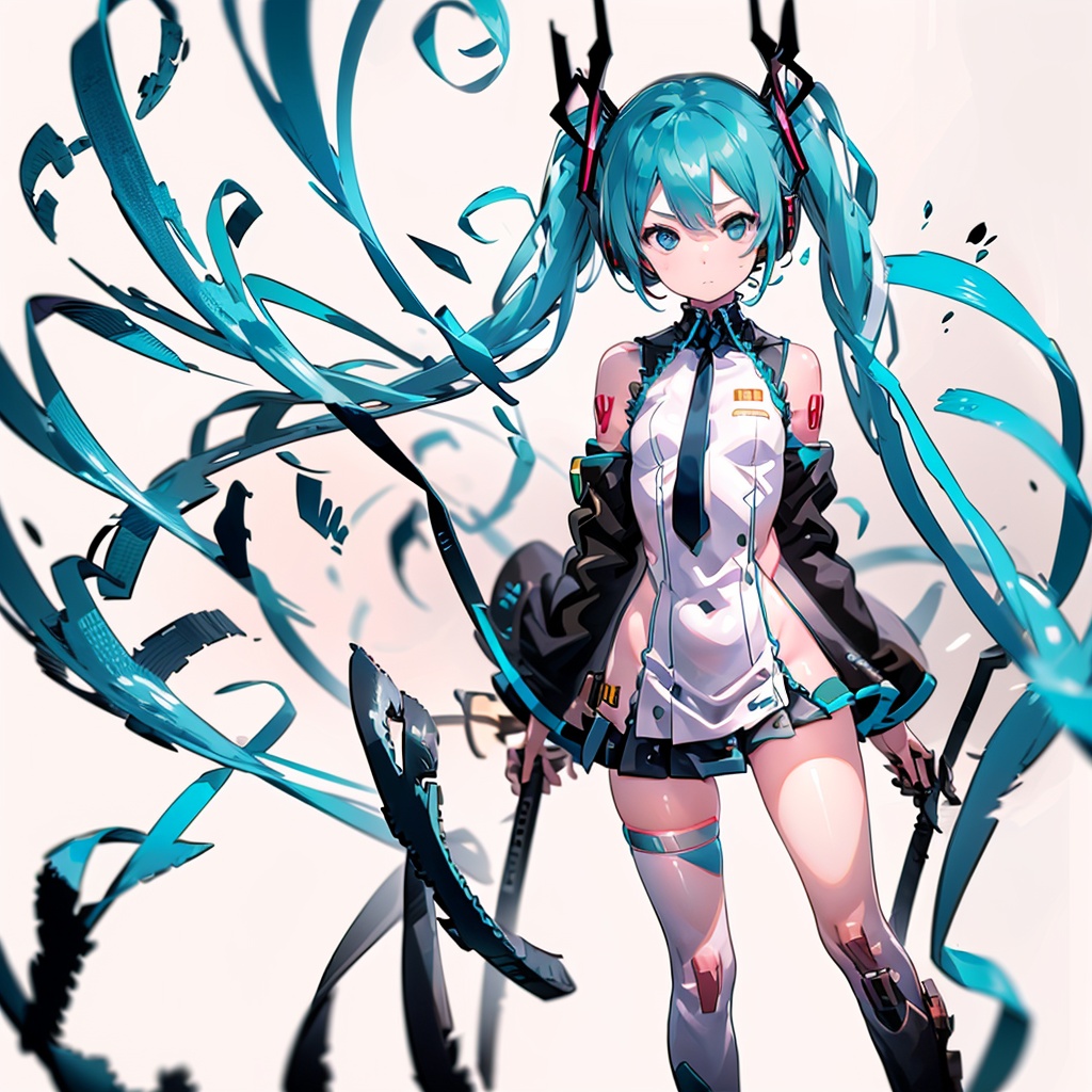 1girl,  white_background,  Hatsune Miku \(Vocaloid Series\) on Tensor.Art