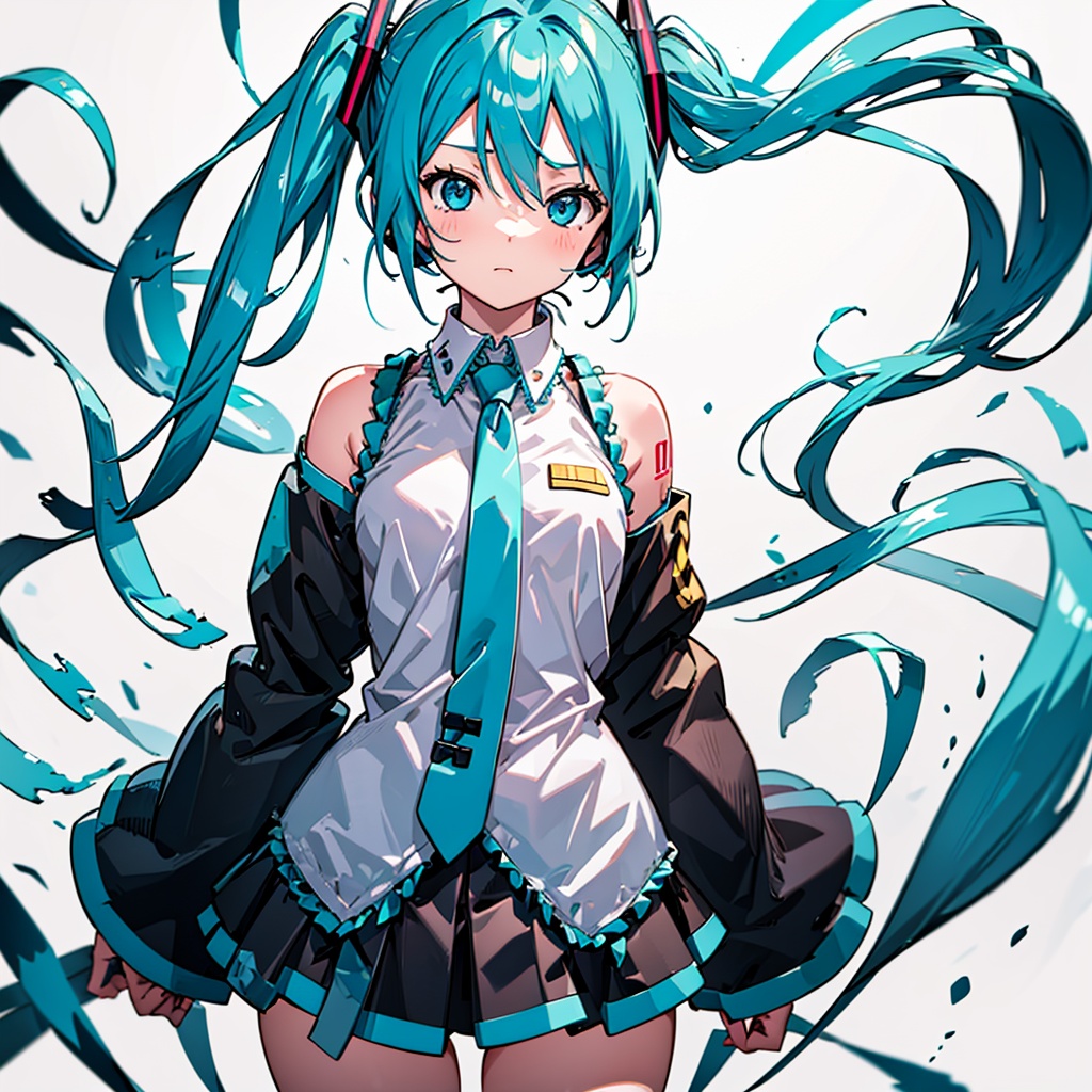 1girl,  white_background,  Hatsune Miku \(Vocaloid Series\) on Tensor.Art