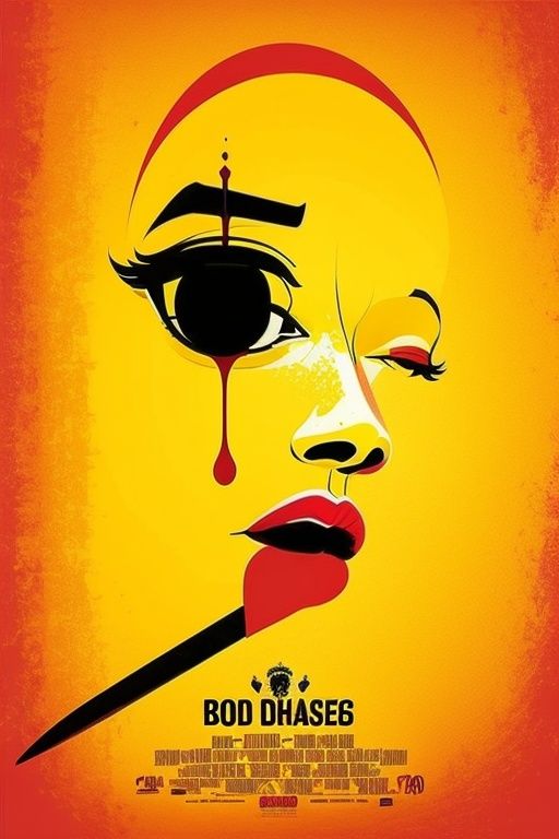 ((masterpiece)), best quality,MinimalistPoster, 1girl face , yellow theme, english text, blood drip,sword,