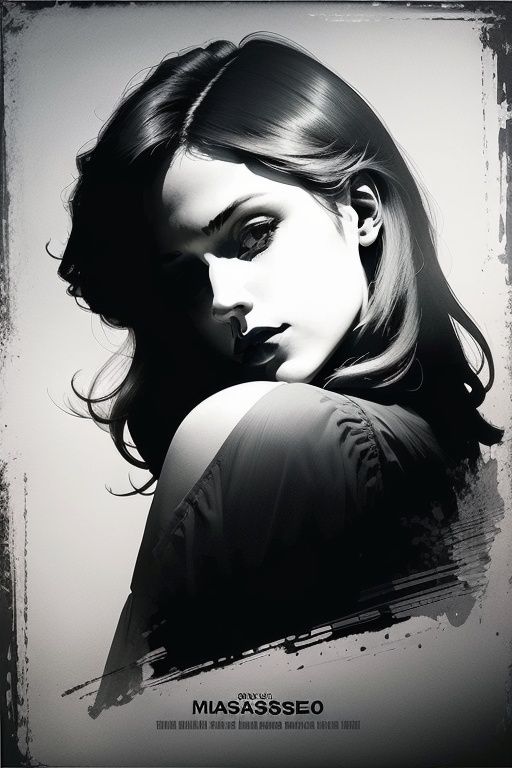 ((masterpiece)), best quality,MinimalistPoster, 1girl , Grayscale, monochrome