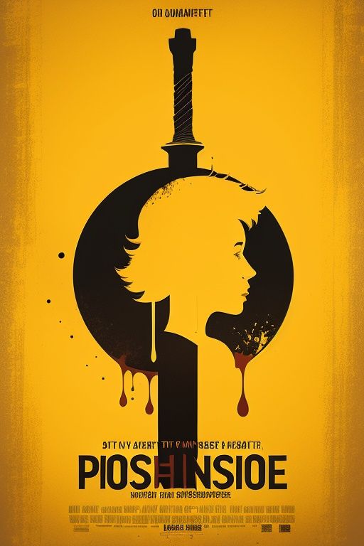 ((masterpiece)), best quality,MinimalistPoster, 1girl, yellow  theme, english text, blood drip,  sword,