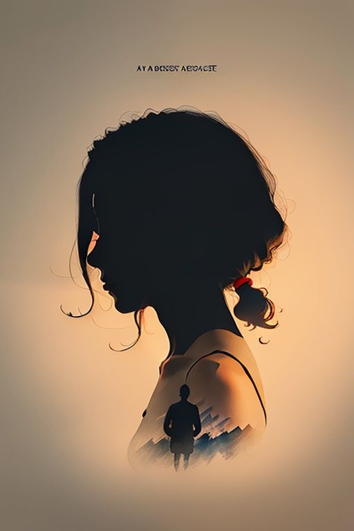 ((masterpiece)), best quality,MinimalistPoster, 1man standing in 1girl face silhouette, english text, from side,