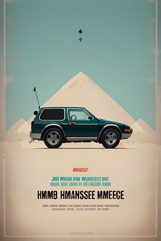 ((masterpiece)), best quality,MinimalistPoster, car mix with hammer, english text, from side,