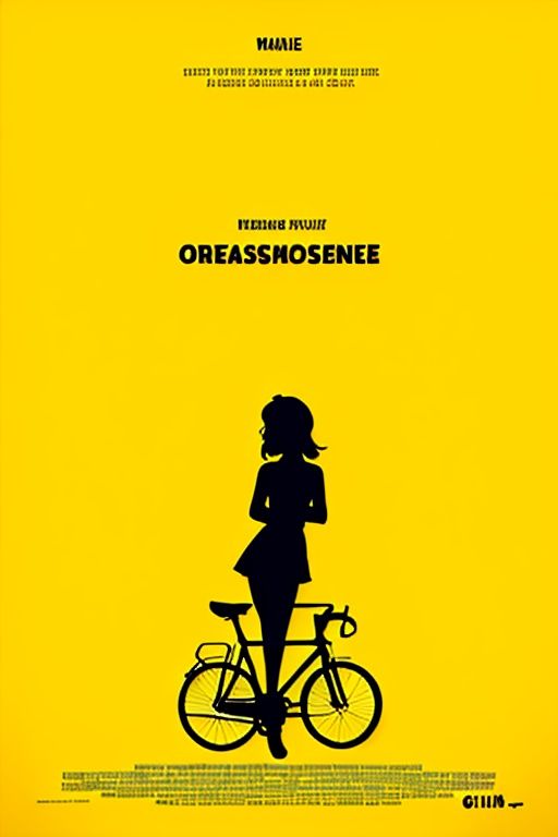 ((masterpiece)), best quality,MinimalistPoster, 1girl, face, yellow  theme, english text, blood drip,  bicycle,silhouette