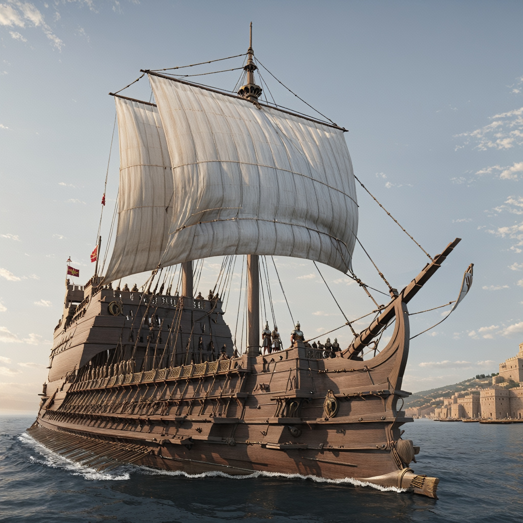 Warships & Battleships, Roman Quadrireme at Dawn In this hyper-realistic portrayal, a Roman quadrireme sets sail at dawn, its meticulously detailed structure slicing through the tranquil waters with remarkable precision. The Mediterranean horizon stretches before you, capturing the essence of ancient Roman naval expeditions.




((Picture prefect, Nikon D850 Nikon AF-S NIKKOR 24-70mm f/2.8E ED VR, perfect Roman architecture)), (Cutting-Edge 8K Octane Realism, Precision and Realism Unleashed, Meticulous Realism in Every Detail, Hyperrealism Taken to the Next Level, The Pinnacle of Realistic Fine Points, Unmatched 8K Realistic Clarity, Crafted with Realism in Cinema 4D, Exemplary Realism on Behance HD, Realism Brought to Life with Unreal Engine 5, Realism Rendered in Blender's Mastery, A Portal to Realistic Sci-Fi, Future Realism at Its Best, Realism That's Turning Heads on Artstation, An Epic Realism Depiction, Immersive Realistic Cinematic Backdrop, Captivating Realistic Drama, An Atmosphere of Scientific Realism, A Realism Masterpiece Beyond Compare, Uncompromising Excellence in Realism),cutegirlmix,FilmGirl,p3rfect boobs,greg rutkowski