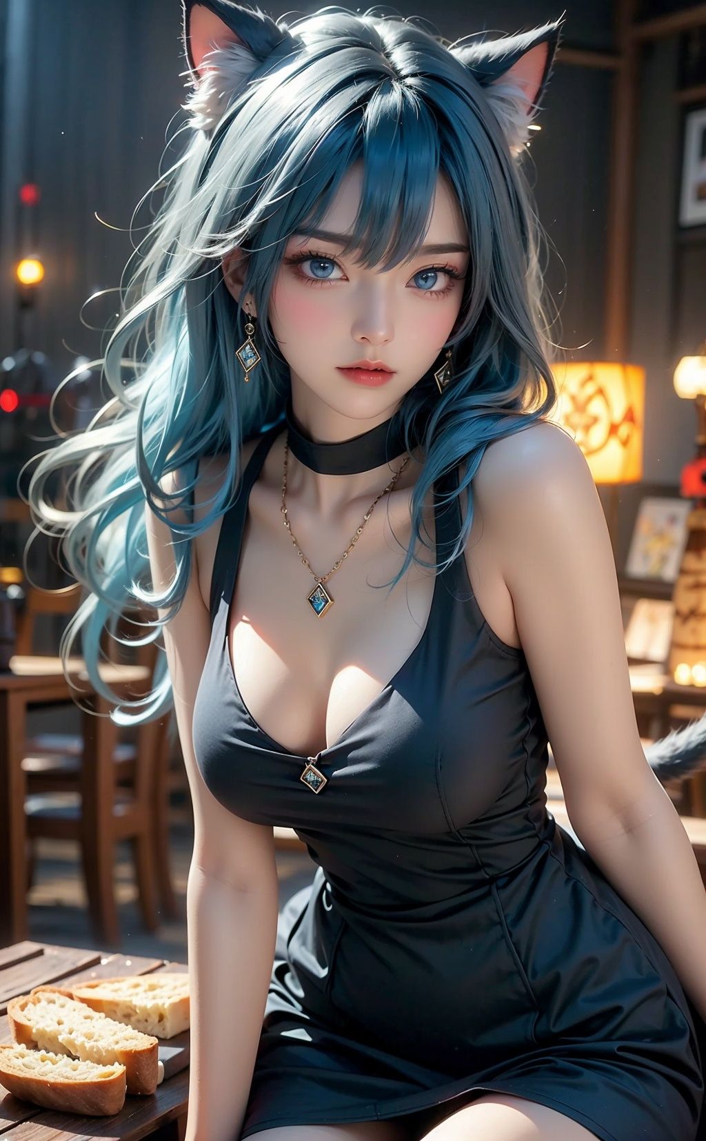 1Girl,  Blue hair,  blue eyes on Tensor.Art