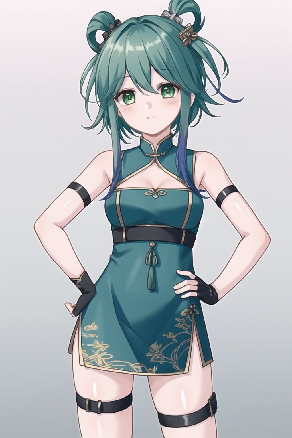 1girl,  solo,  green hair on Tensor.Art