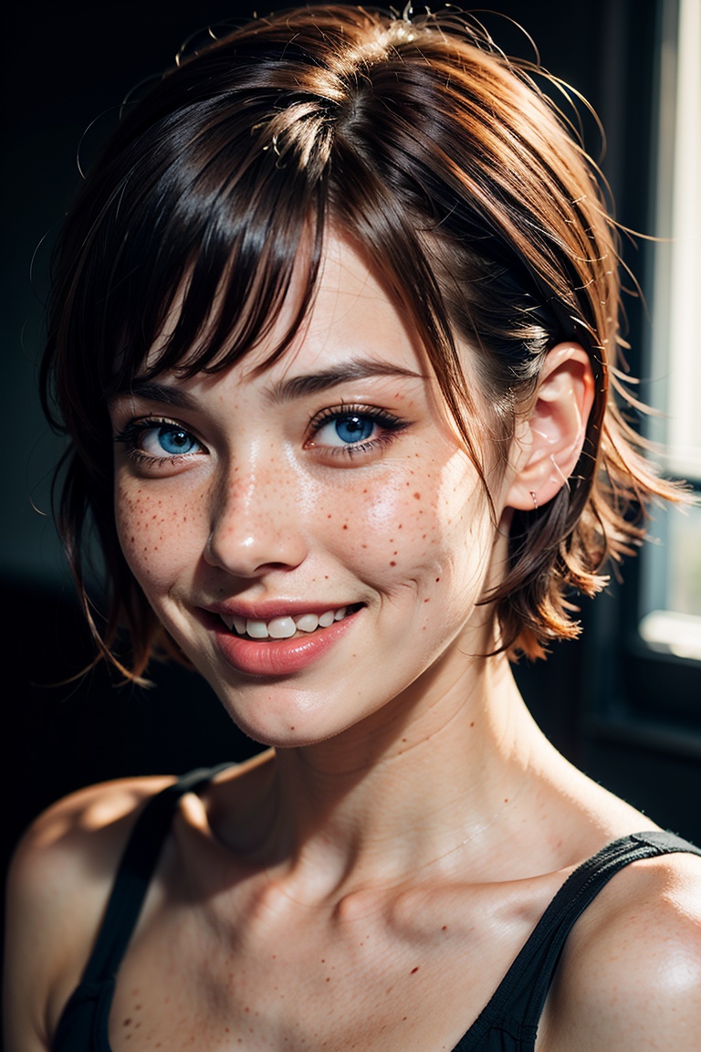 beautiful lady,  (freckles),  big smile by Visionary8T on Tensor.Art
