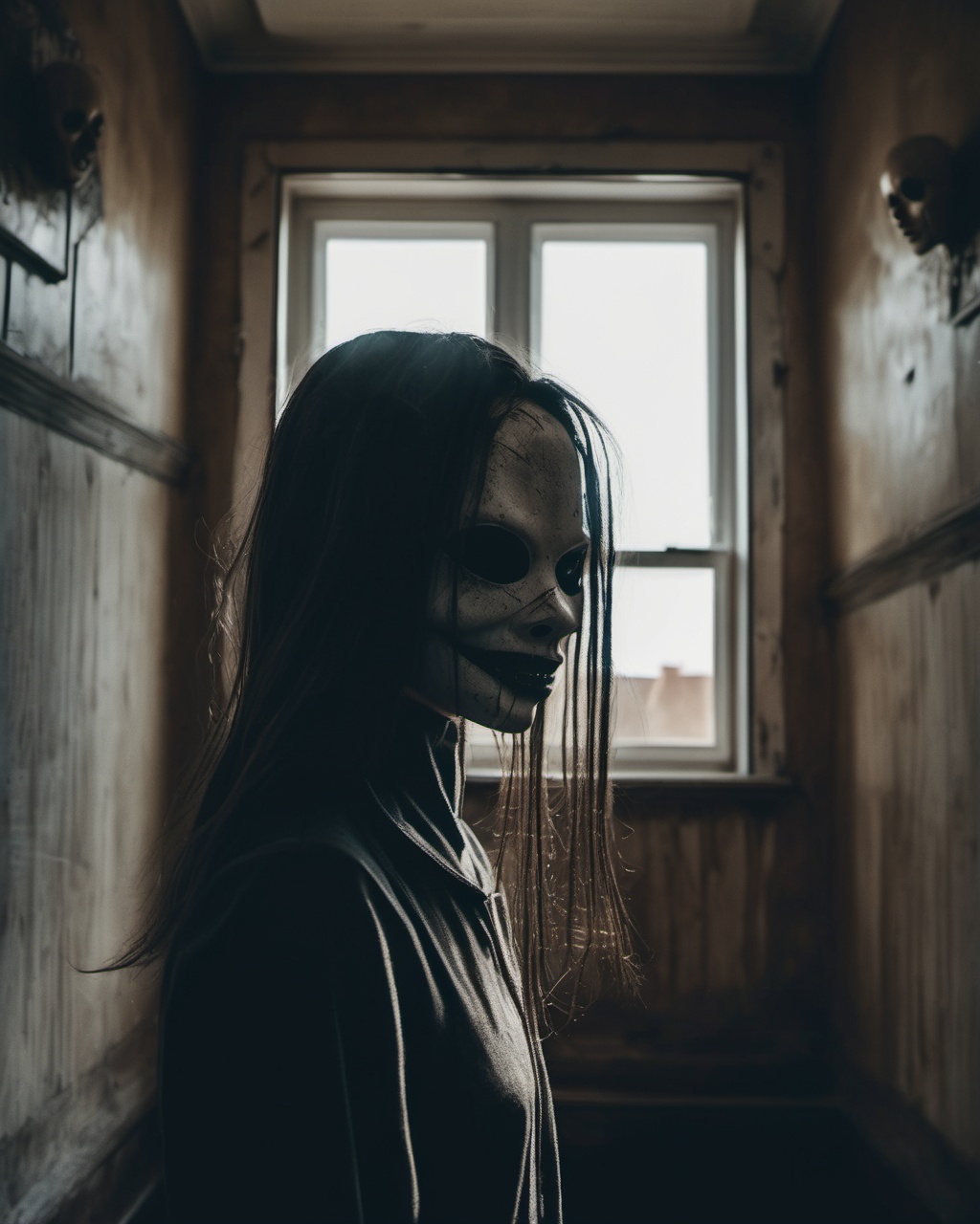 darkart,  horror style photo close up shot of a scary person with a deformed and distorted scary face,  faceless. backgrou...