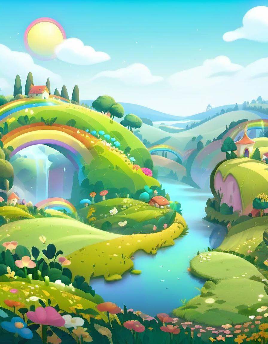 Fairy Tale Meadow: Rolling hills, magical unicorns, fairies, rainbow bridges, enchanted flowers, gentle giants., sharp focus, particles, detailed, sub surface scattering, (Siena ambient light:1.1) <lora:MODILL_XL_0.27_RC:1>
