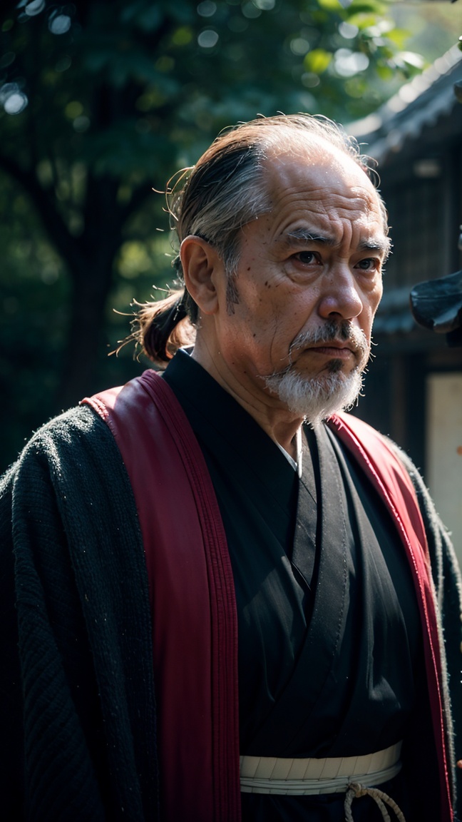 dark moody aesthetic,  wise old japanese samurai with a long white beard,  intricate on Tensor.Art