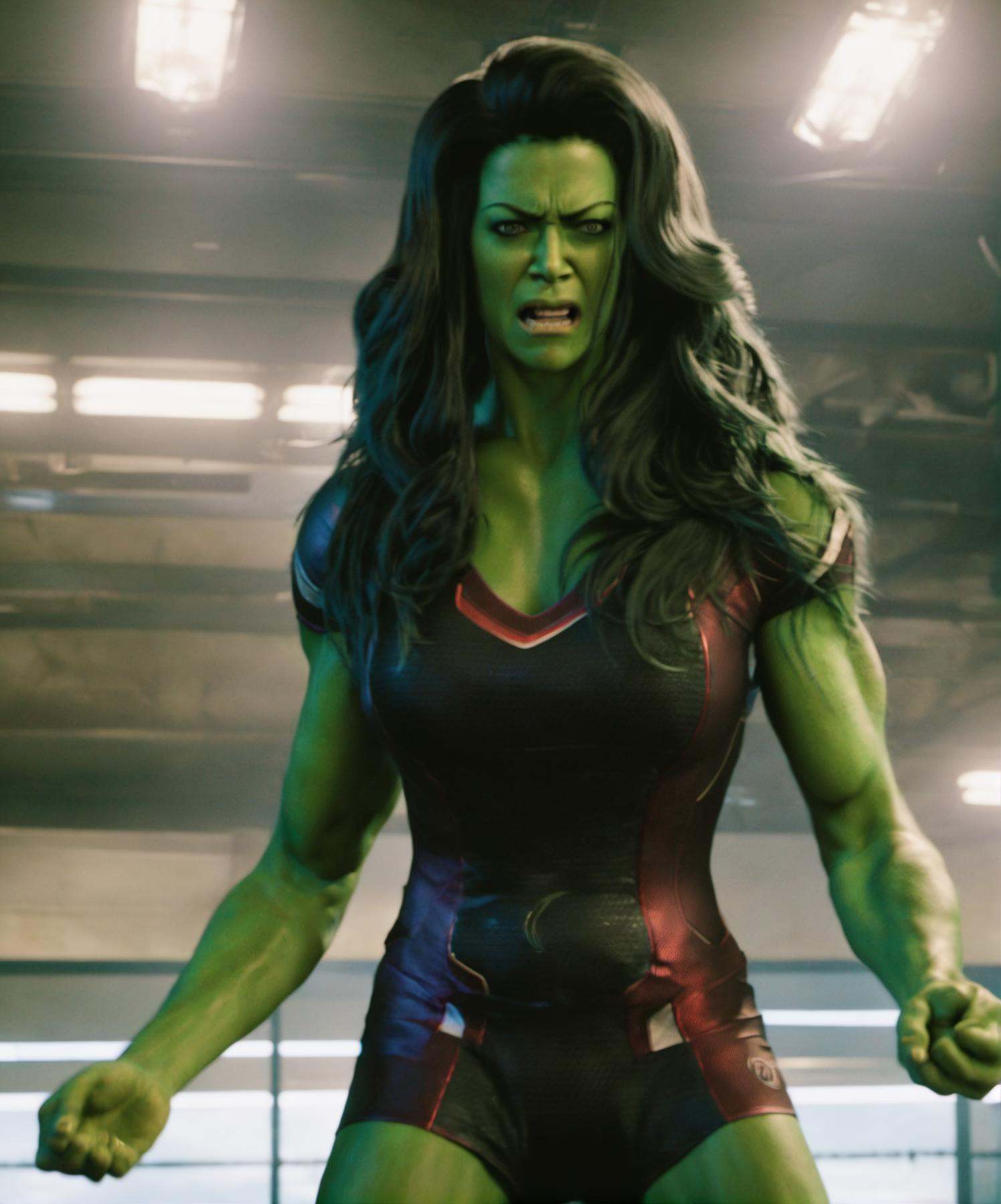 green skin,  A full-body depiction of an angry ohwx woman long hair,  an alluring ) on Tensor.Art