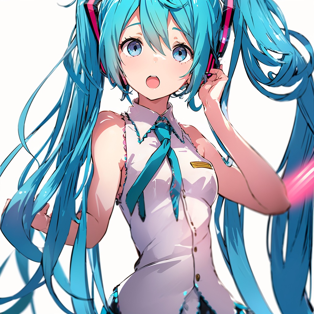 1girl,  white_background,  Hatsune Miku \(Vocaloid Series\) on Tensor.Art