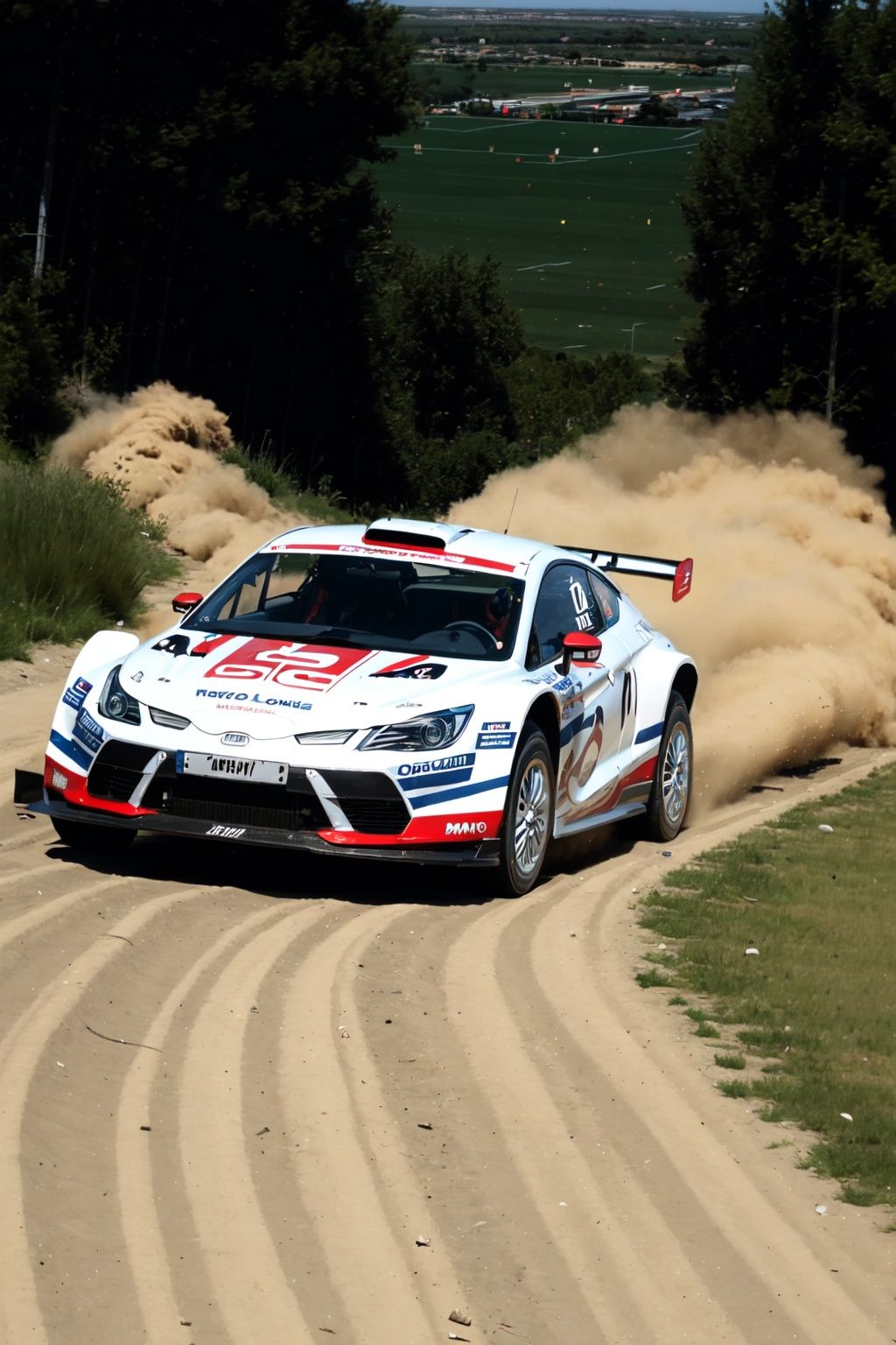car,light,[motor vehicle],[ground vehicle], sports car, , vehicle focus, ((around the world)),Random front direction, cinematic feel,outdoor track,field,,Properly structured, ,motor rally