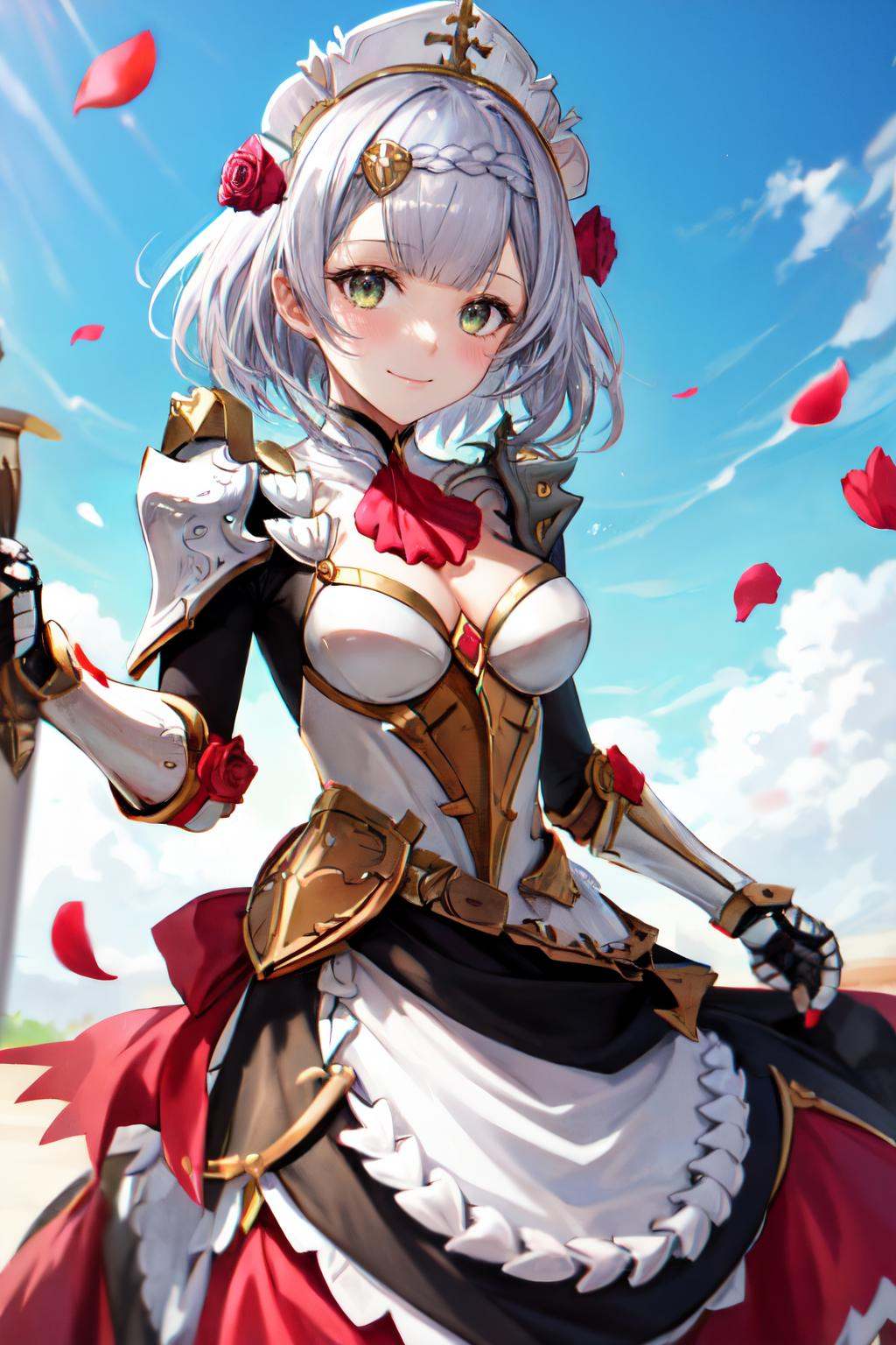 noelle gi,  outdoors,  maid headdress on Tensor.Art