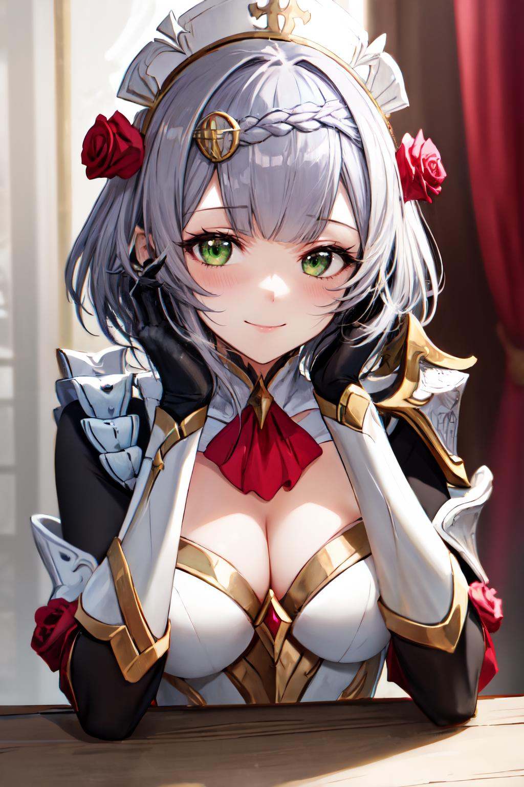 noelle gi,  maid headdress,  green eyes on Tensor.Art