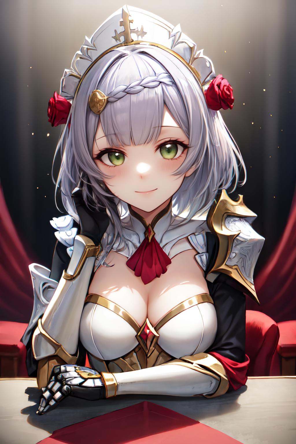 noelle gi,  maid headdress,  green eyes on Tensor.Art