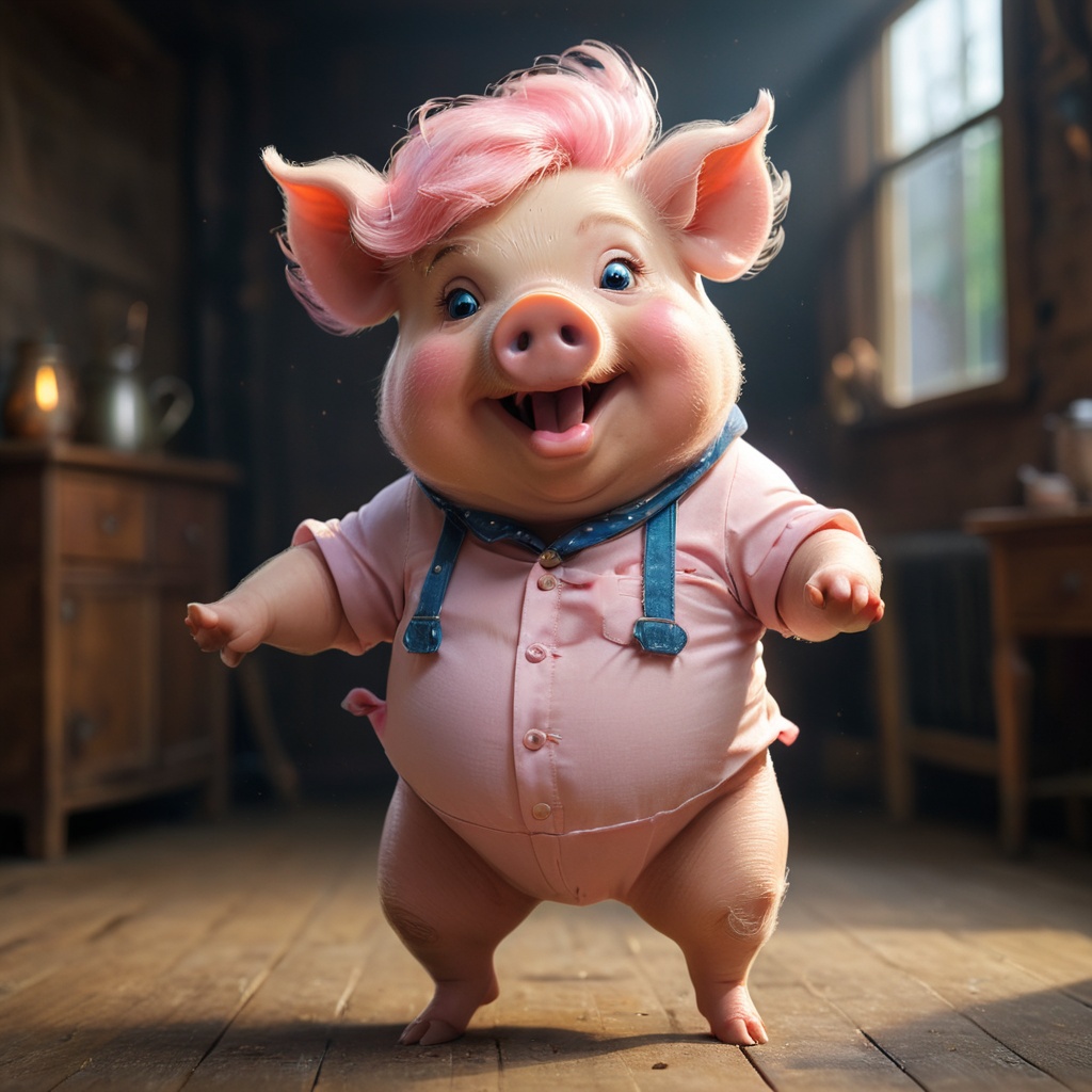 Pig with a Wig Dancing a Jig 🐽 on Tensor.Art
