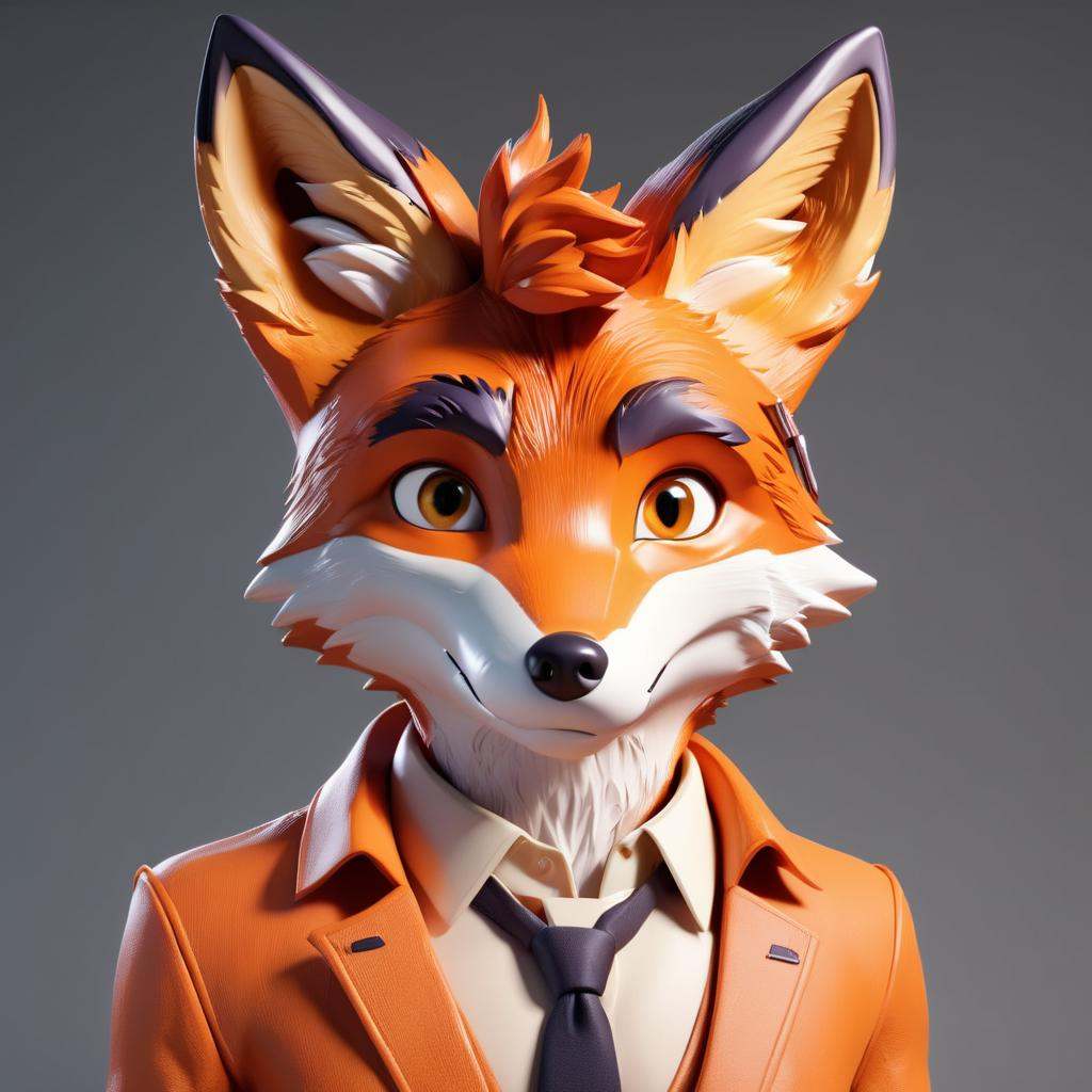 3D Render Style,  3DRenderAF,  Portrait of a humanoide fox on Tensor.Art