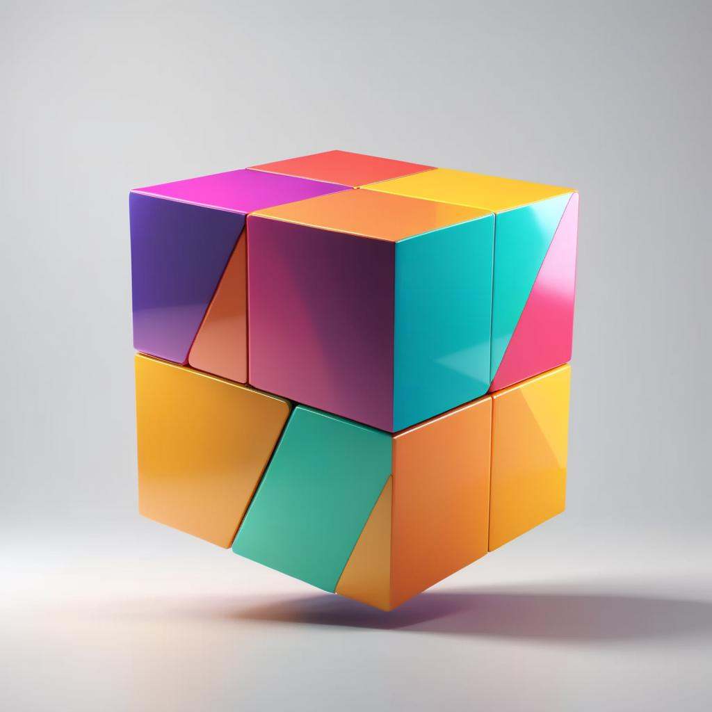 3D Render Style,  3DRenderAF,  One colorful cube on Tensor.Art