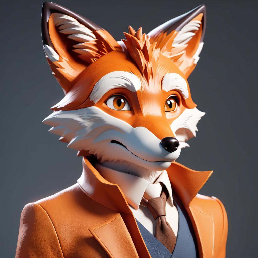 3D Render Style,  3DRenderAF,  Portrait of a humanoide fox on Tensor.Art