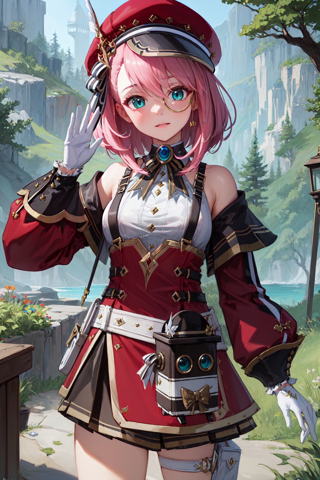 1girl,  charlotteid,  waving on Tensor.Art