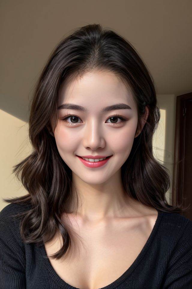 instagram photo,  closeup face photo of 23 y.o Chloe in black sweater,  cleavage on Tensor.Art