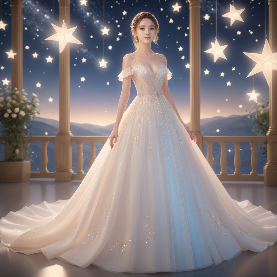  1girl,cute,lovely,sweet,among stars,long dress,pretty face,dynamic angle,masterpiece,ultra-highres,8k wallpaper,CG unity,delicate lighting and shadows,delicate details,perfect hands,Look at me,best quality,,