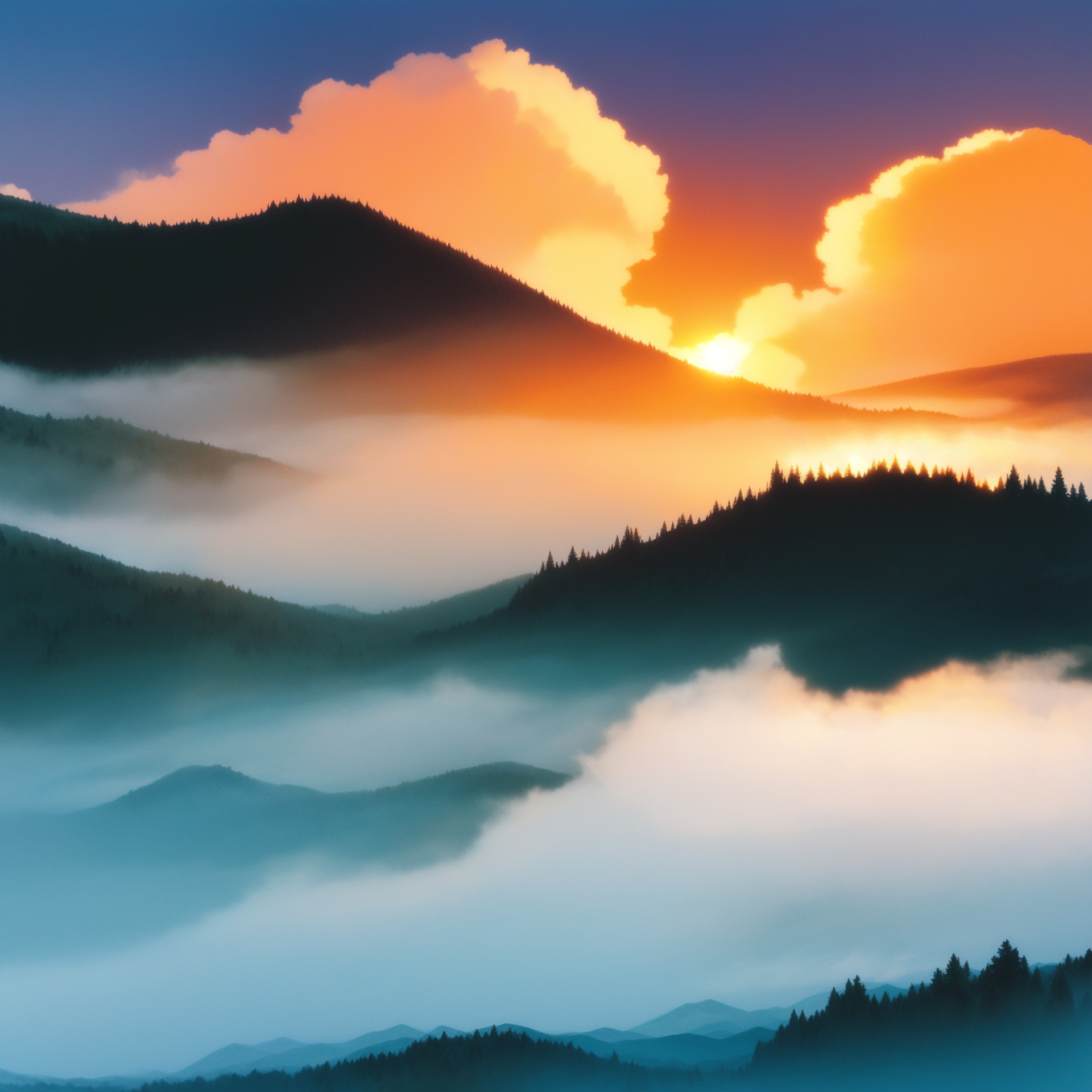 ghibli,  Scenery of sunrise,  mountains on Tensor.Art