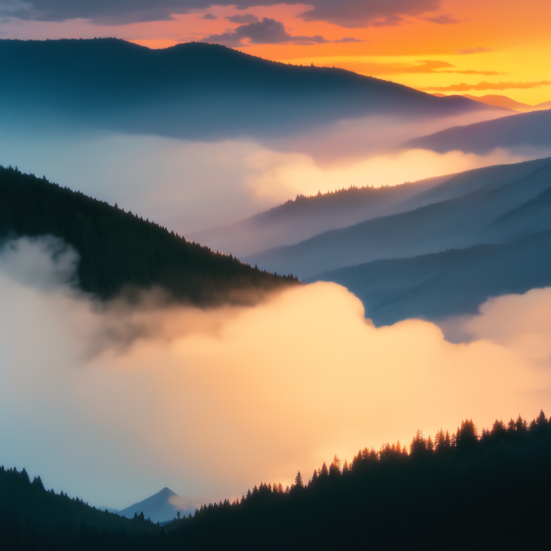 ghibli,  Scenery of sunrise,  mountains on Tensor.Art