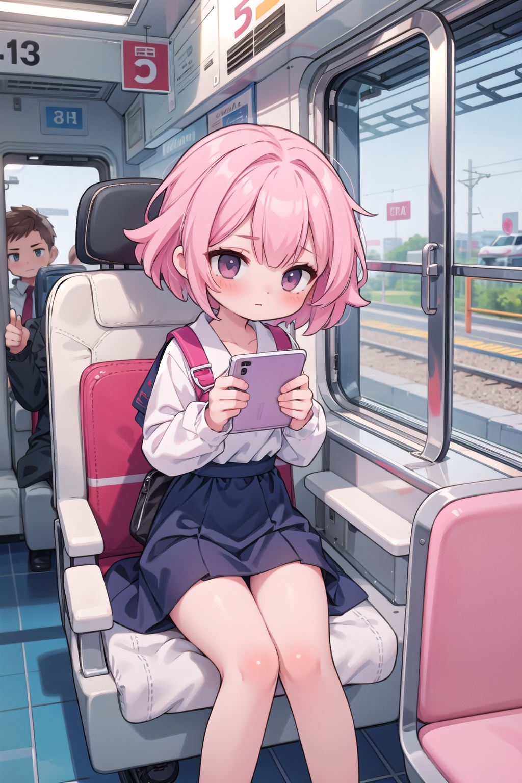 (masterpiece),  1girl,  pink hair on Tensor.Art