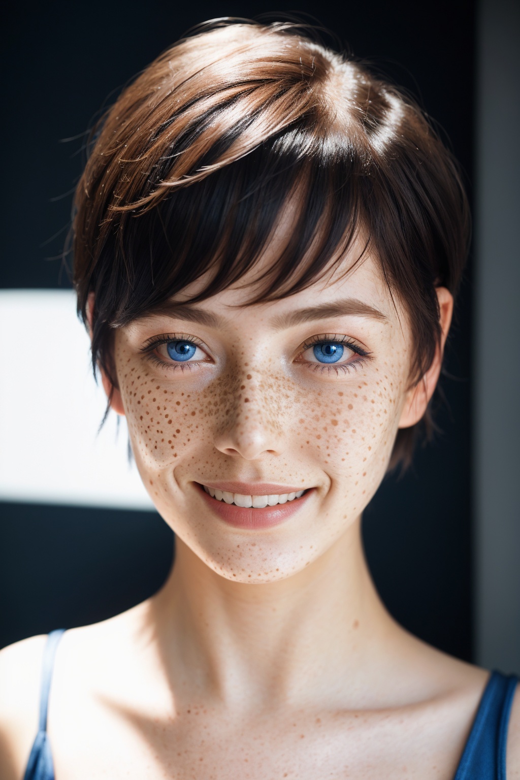 beautiful lady,  (freckles),  big smile on Tensor.Art