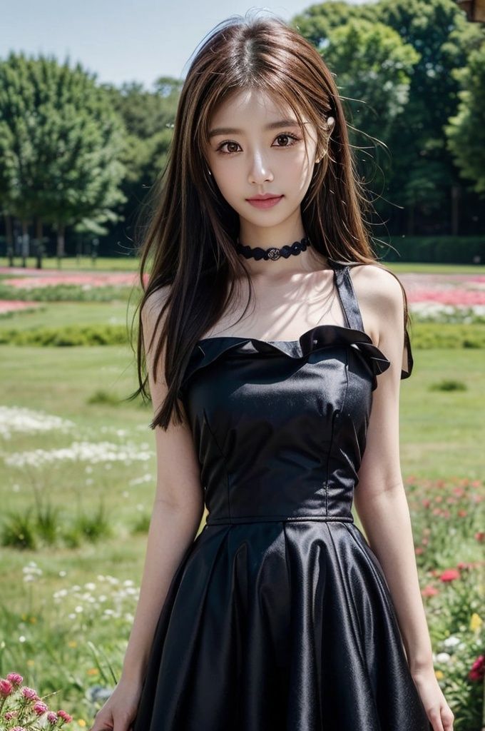  HDR, UHD, 8K, Highly detailed, best quality, masterpiece, 1girl, realistic, Highly detailed, (EOS R8, 50mm, F1.2, 8K, RAW photo:1.2), ultra realistic 8k cg,1 girl, solo focus,peafect body,Long hair,Messy hair,Bangs,hair between eyes,Sidelocks,Hair over shoulder,very long hair,shiny hair,floating hair,Bright eyes,big eyes,detailed eyes,beautiful eyes,hair ornament,hair flower,choker,frilled dress with lace,long dress,pleated dress,[loli],,outdoors,water,flower, in the ((sea of flowers)), flower field,meadow,beautiful detailed sky,feather,nature,(sunlight), skirt up,,moist skin, shiny skin, glossy skin, (best illumination, best shadow, extremely delicate and beautiful), perfect lighting, original, highres, dynamic angle, floating,depth of field, caustics,lens flare,warm lighting,(official art,beautiful and aesthetic:1.2),beautiful face, ultra detailed eyes, looking_at_viewer,kind smile,pose for picture,linxinru