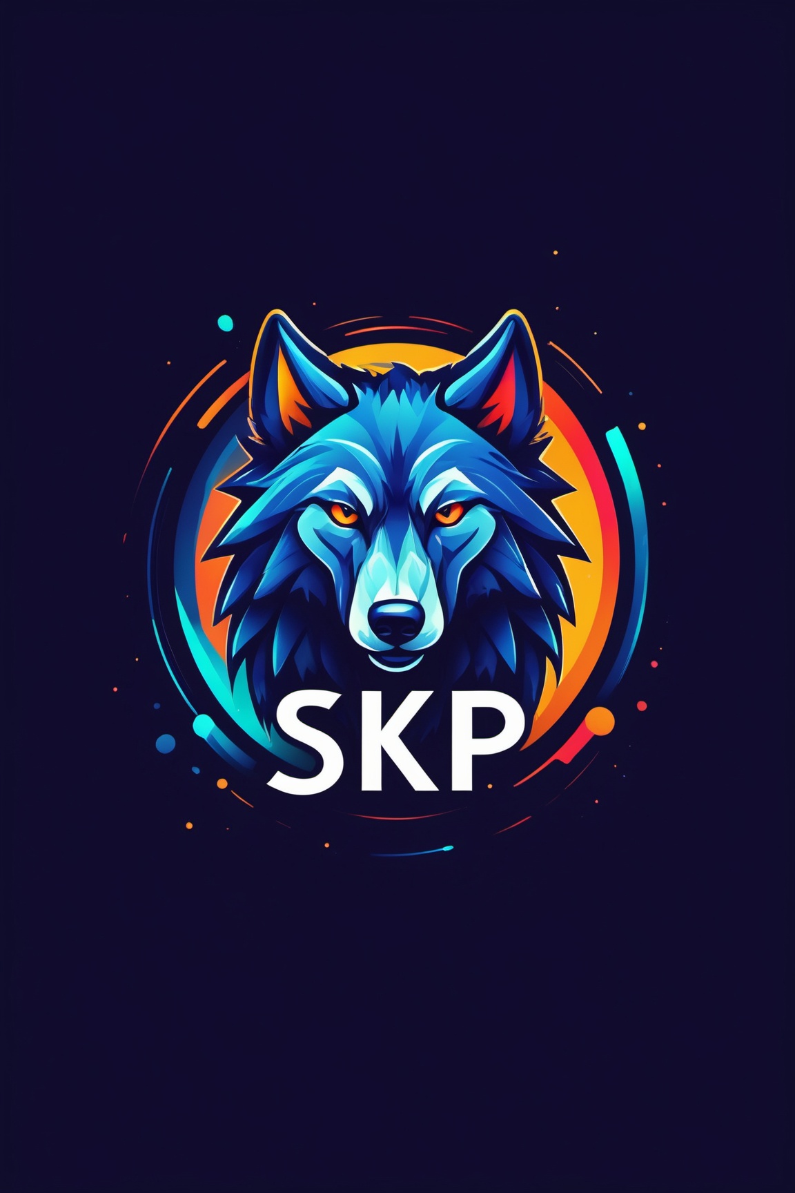 mordern logo of a wolf with text "SKP" text logo,  colourful, by Shopon_skp on Tensor.Art