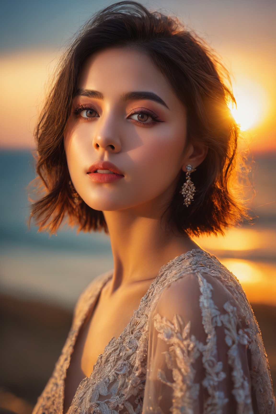 1girl,  sunset,  detailed on Tensor.Art