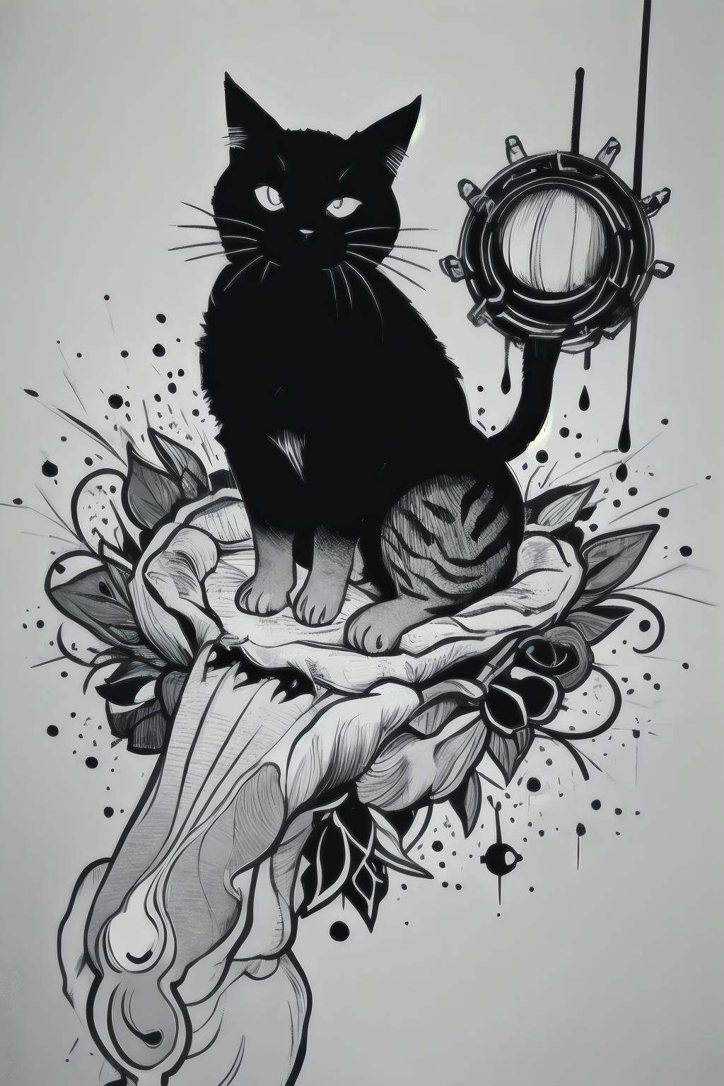 (masterpiece,  best quality),  BlackworkStyleManityro on Tensor.Art