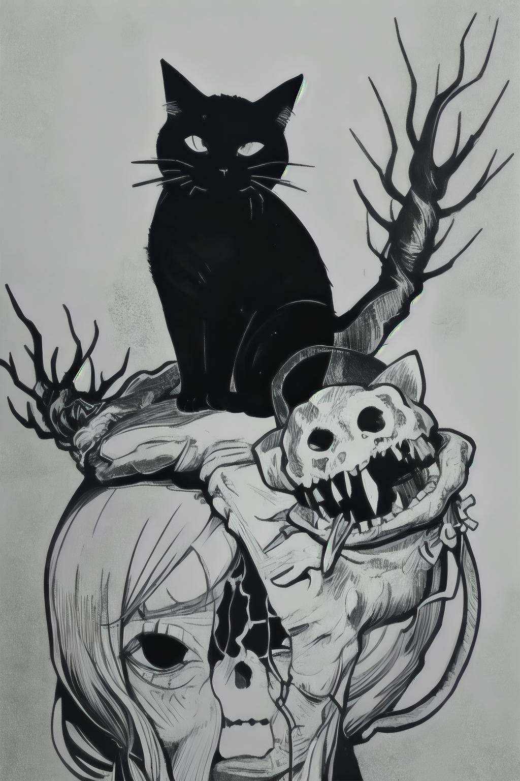 (masterpiece,  best quality),  BlackworkStyleManityro on Tensor.Art